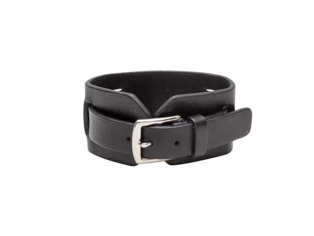 Black Hermes Extreme Wrap Leather Buckle Bracelet in Black Leather from Designer Revival