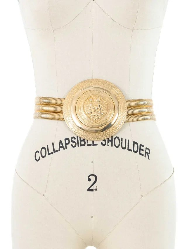 Judith Leiber Oversized Goldtone Buckle Belt from Arcade Vintage