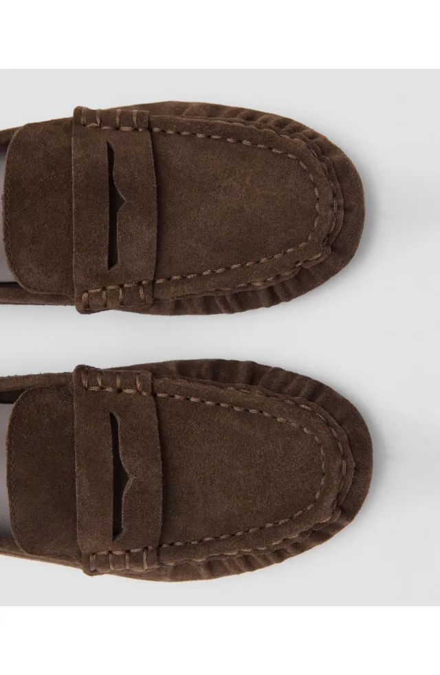 MANGO Suede Penny Loafer in Brown, photo 3 of 4 from Nordstrom Rack