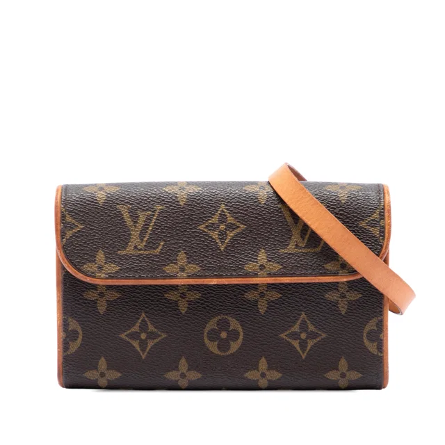 Brown Louis Vuitton Monogram Pochette Florentine Belt Bag in Brown Coated canvas from Designer Revival