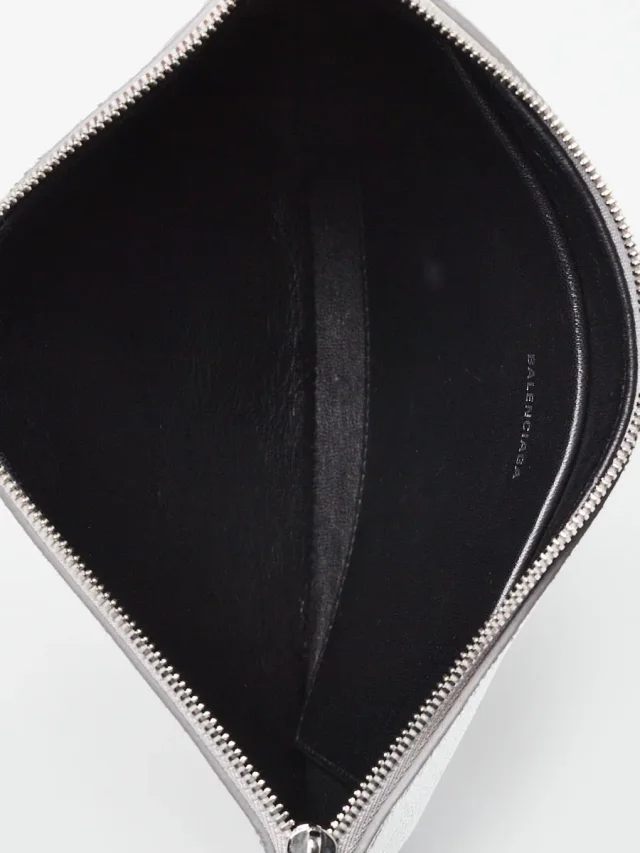 Balenciaga Silver Metallic Leather Everyday Zip Pouch in Silver Leather from Yoogis, photo 8 of 11