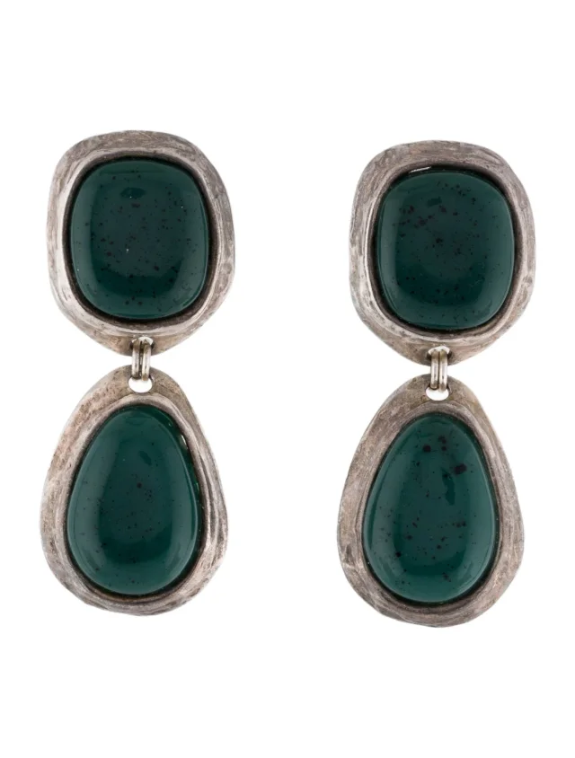 Saint Laurent Vintage Resin Drop Clip-On Earrings in green Resin from The RealReal