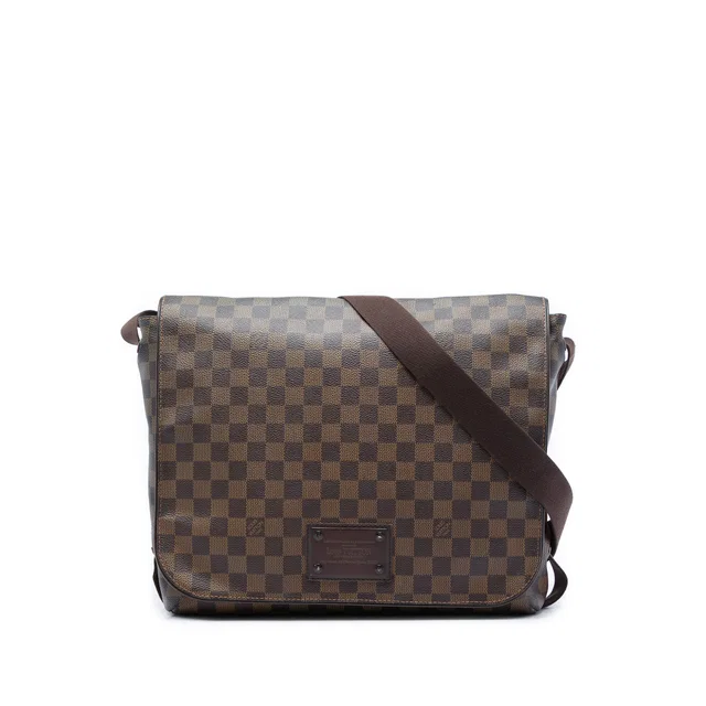 Brown Louis Vuitton Damier Ebene Brooklyn MM Crossbody Bag in Brown Canvas from Designer Revival
