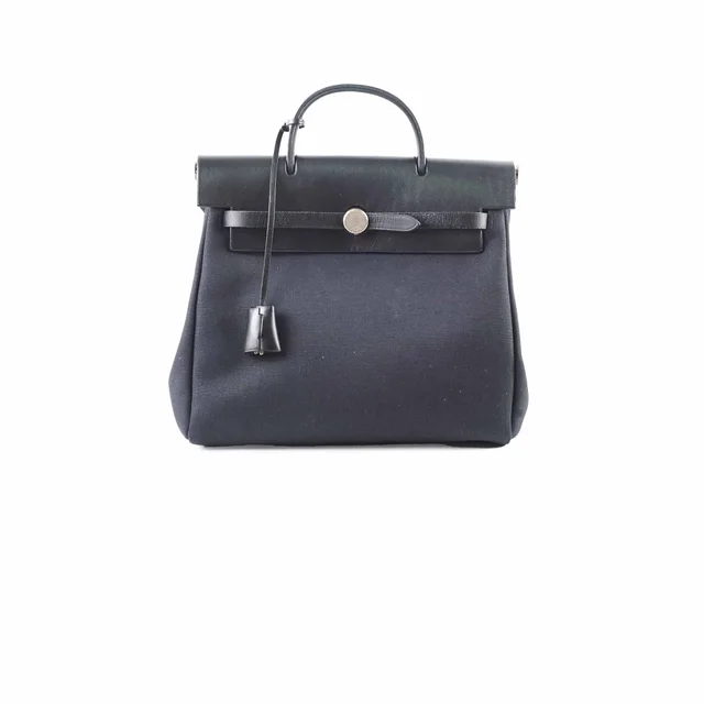 Hermès Herbag Canvas Backpack Noir in Black Canvas from The Purse Affair