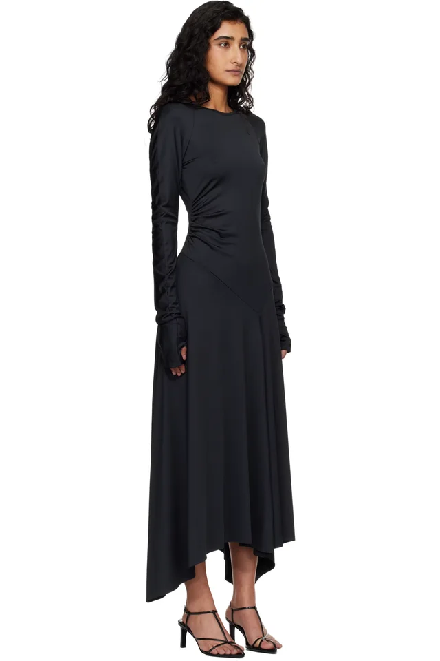Victoria Beckham Black Long Sleeve Midi Dress, photo 2 of 4 from SSENSE