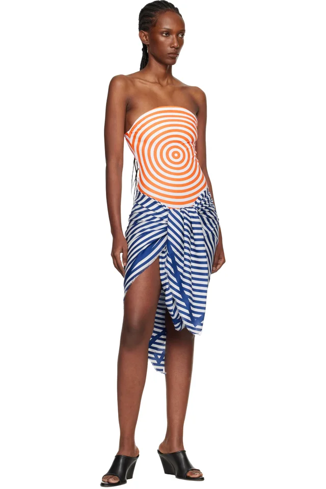 Jean Paul Gaultier Blue & White 'The Target' Cover-Up Scarf, photo 2 of 2 from SSENSE