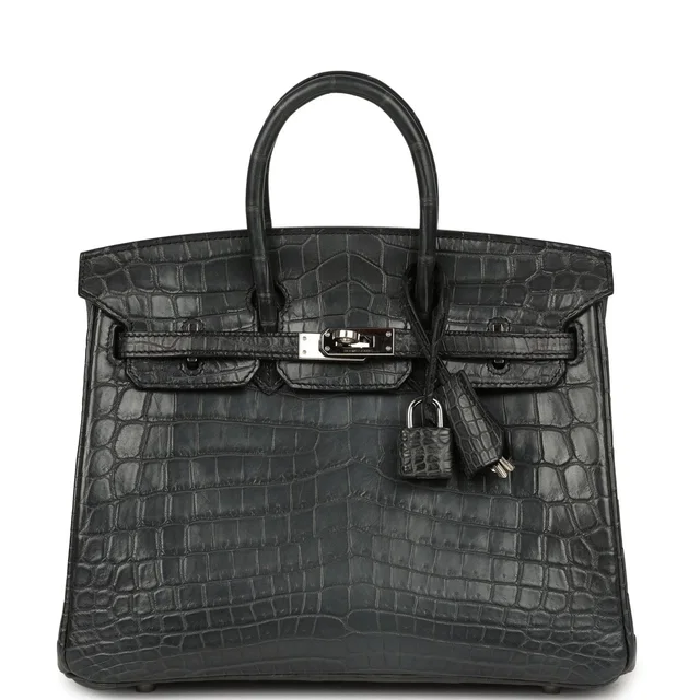 Hermès Birkin 25 Plomb Matte Niloticus Crocodile Palladium Hardware in Crocodile from Madison Avenue Couture