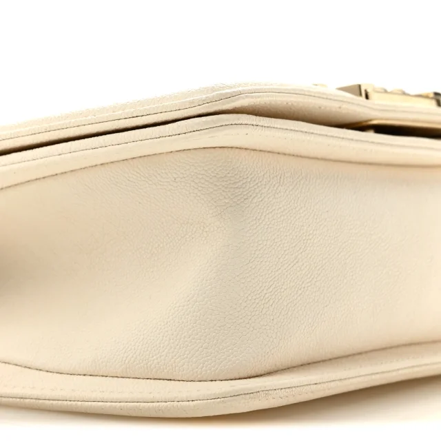 Chanel Caviar Chevron Quilted Small Boy Flap White in White Caviar leather from FASHIONPHILE, photo 9 of 14