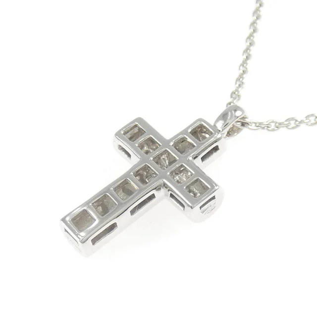 Bvlgari Latin Cross 750 White Gold Diamond Necklace in White from LuxUness, photo 2 of 2