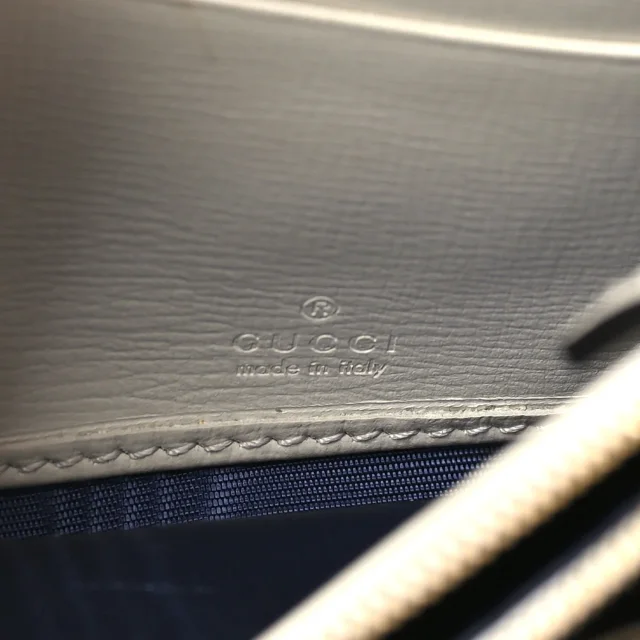 Gucci GG Supreme Monogram Textured Calfskin Web Jackie 1961 Chain Wallet Beige Ebony Mystic White in White Calfskin from FASHIONPHILE, photo 6 of 12