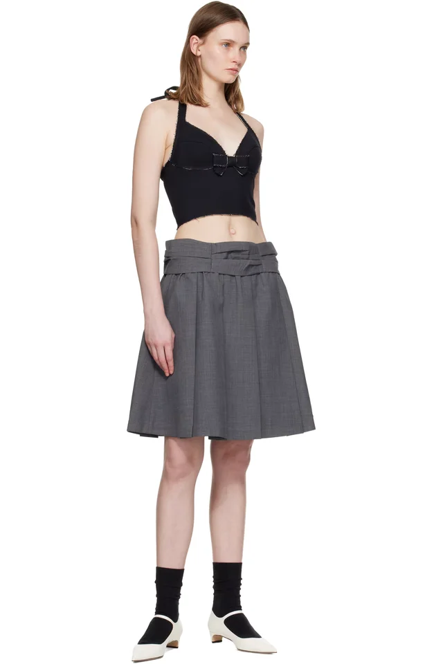 SHUSHU/TONG Navy Halter Bow Tie Cami Top, photo 4 of 4 from SSENSE