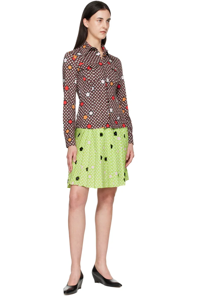 MM6 Maison Margiela Green Belted Midi Skirt, photo 4 of 4 from SSENSE