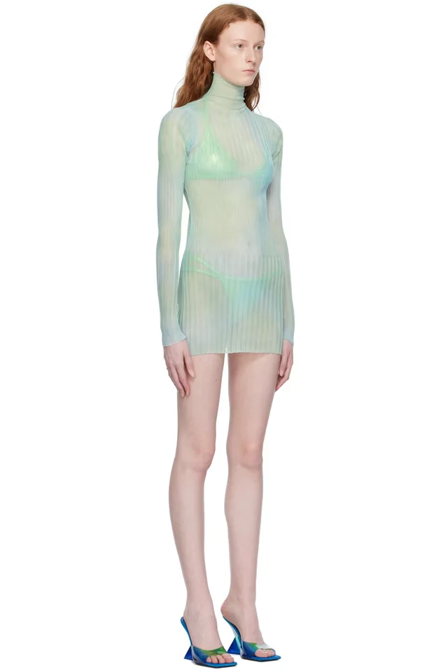 Off-White Blue Tie-Dye Minidress, photo 2 of 4 from SSENSE