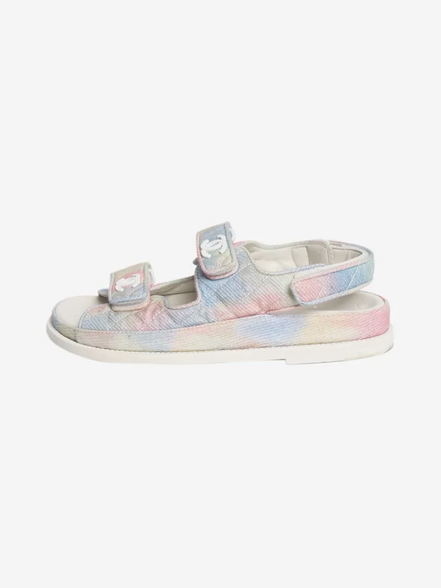 Chanel Multicolour Cruise 2022 pastel quilted sandals - size EU 37.5 in Leather from Sign of the Times
