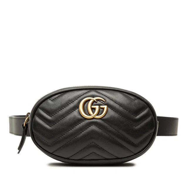 Black Gucci GG Marmont Matelasse Calfskin Belt Bag in Black Calfskin from Designer Revival
