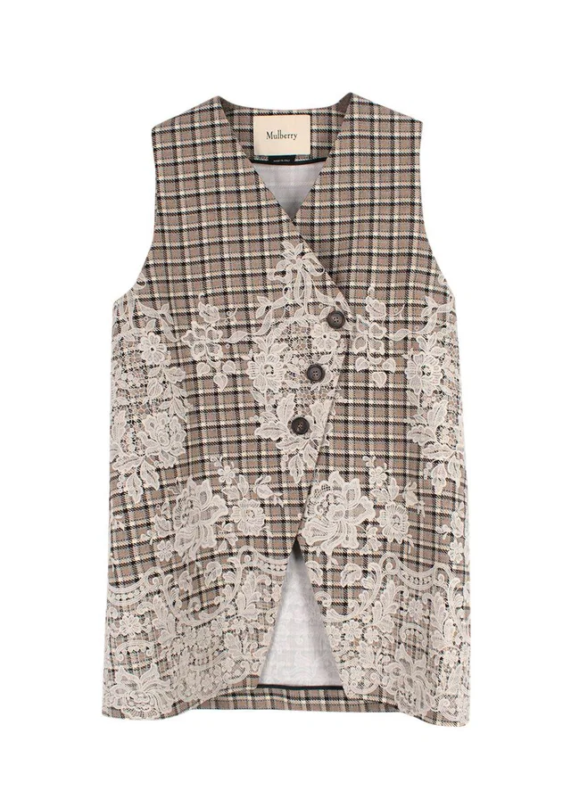 Mulberry Brown Tweed Asymmetric Waistcoat in Brown Tweed from HEWI