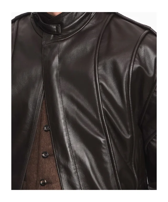 Emporio Armani Cropped nappa leather blouson jacket with a stand collar, photo 8 of 8 from SENSER
