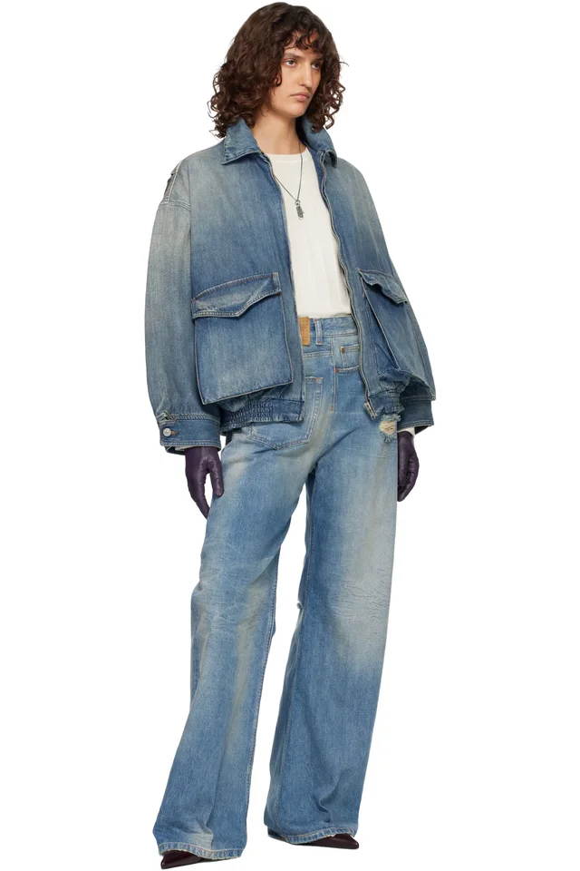 MM6 Maison Margiela Blue Flap Pocket Denim Jacket, photo 4 of 4 from SSENSE