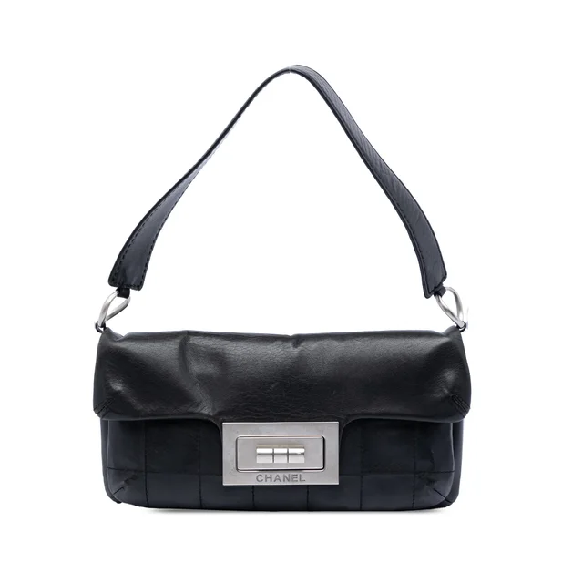 Black Chanel Chocolate Bar Calfskin Reissue 2.55 Flap Shoulder Bag in Black Calfskin from Designer Revival, photo 1 of 1