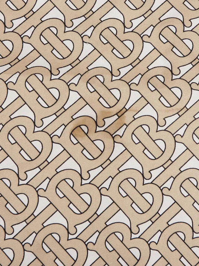 Burberry Pink/Beige Silk TB Print Square Scarf in Beige Silk from Yoogis, photo 3 of 4