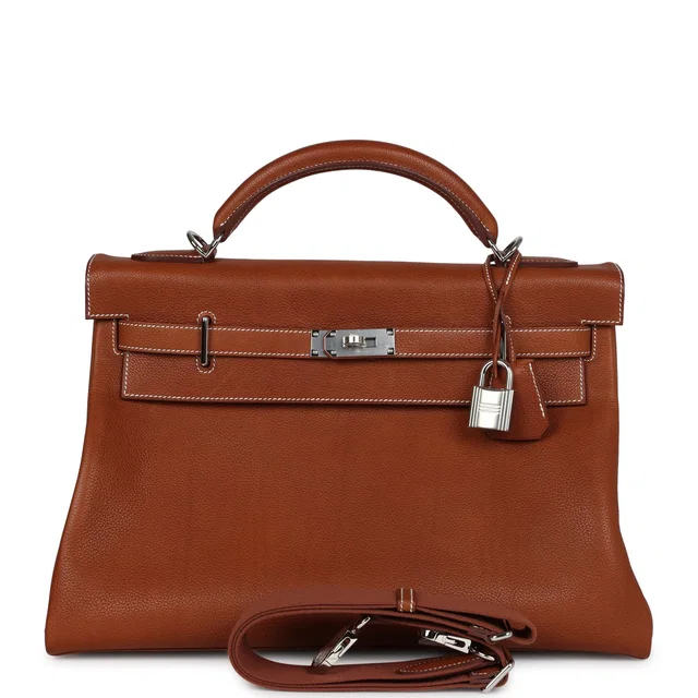 Hermès Kelly 42 Maxi Fauve Barenia Faubourg Palladium Hardware in Swift leather from Madison Avenue Couture