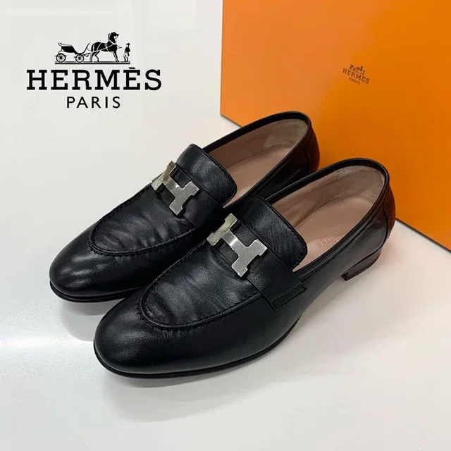 Hermès Paris Leather Loafers Black in Black Leather from The Reluxe
