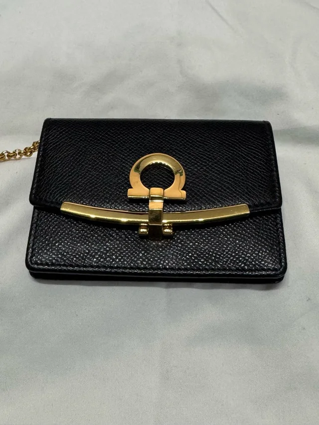 Ferragamo Black Leather Chain Shoulder Bag in black|gold Leather from Poshmark