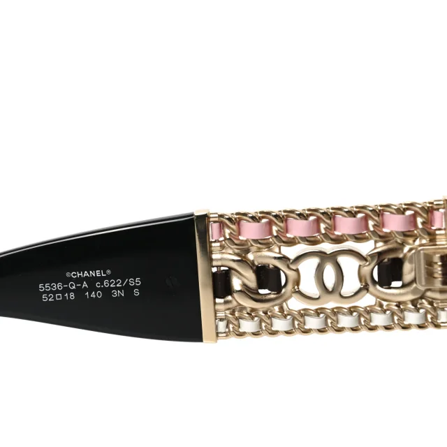 Chanel Acetate Calfskin Chain CC Sunglasses 5536-Q-A Black in Black Calfskin from FASHIONPHILE, photo 5 of 7