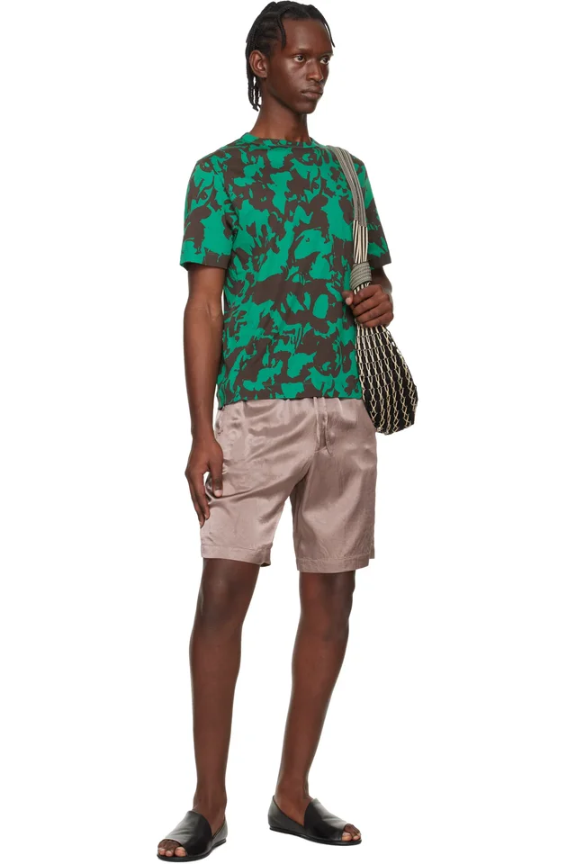 Dries Van Noten Green & Brown Printed Cotton T-shirt, photo 4 of 4 from SSENSE