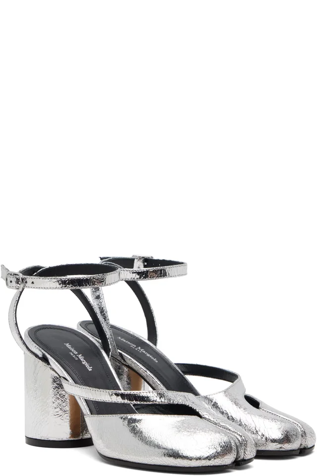 Maison Margiela Silver Tabi Pump Heels, photo 4 of 5 from SSENSE