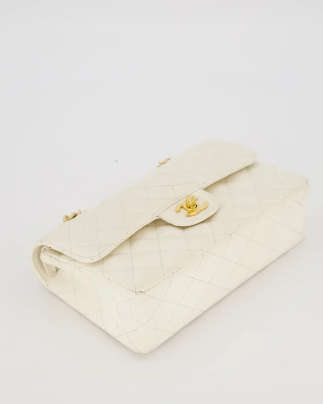 Chanel Vintage White Small Classic Double Flap Bag in White Caviar leather from Sellier, photo 18 of 20