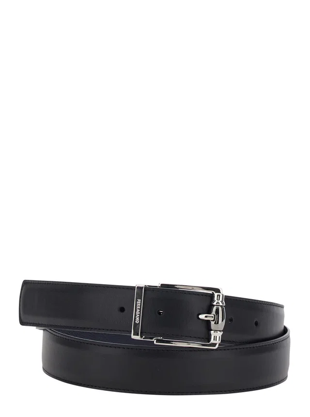 Ferragamo Belt — Black Smooth Leather in Black Leather from HEWI