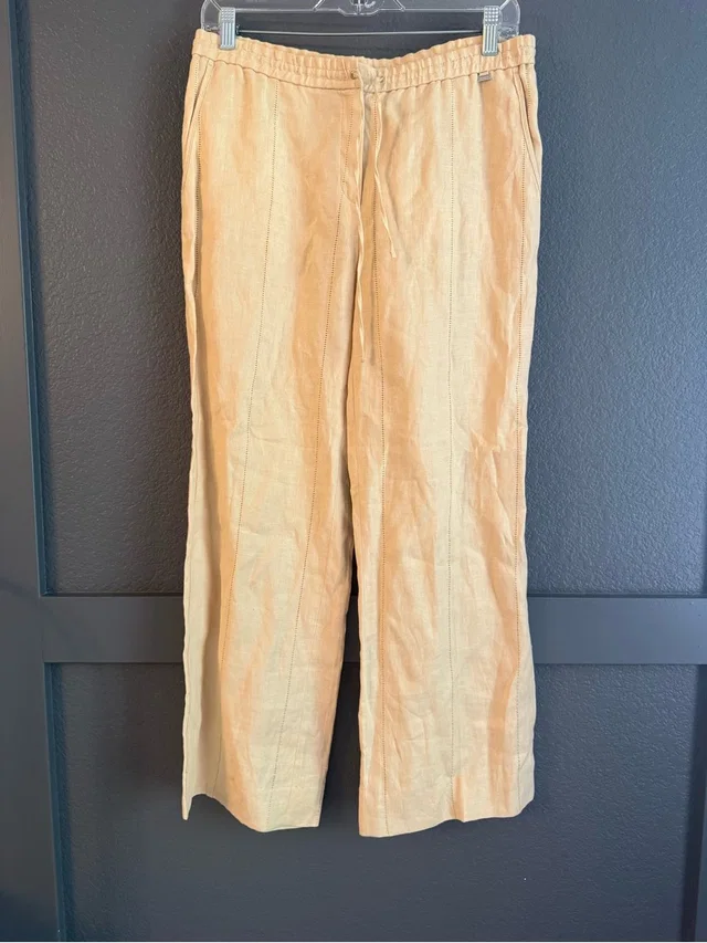 Escada Sport Linen Straight Leg Cropped Pants - Small Khaki Tan in neutral|brown from Poshmark