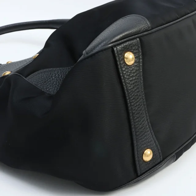 Prada Nylon Logo Tote Bag - Black in Black Nylon from VINTAGE QOO TOKYO, photo 8 of 10