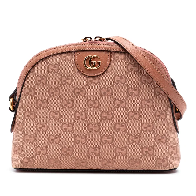 Pink Gucci Small GG Canvas Ophidia Dome Crossbody in Pink Canvas from Designer Revival