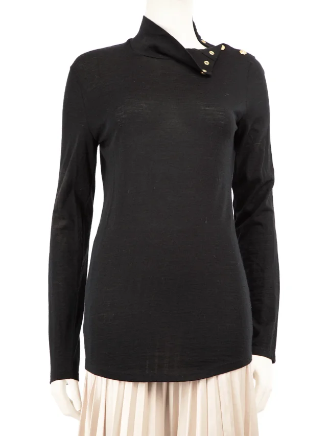 Balmain Black Button Detail Turtleneck Jumper from Csd