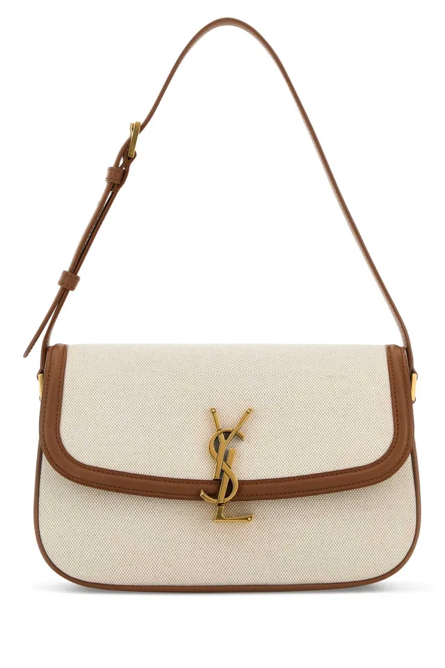 Saint Laurent Solferino Shoulder Bag — Beige in Beige Canvas from HEWI