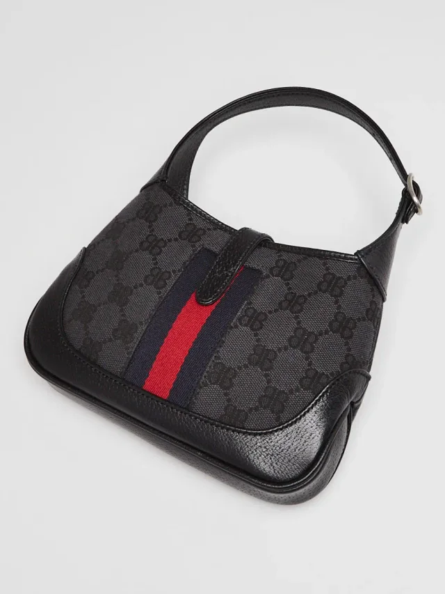 Balenciaga x Gucci Grey/Black Canvas/Leather The Hacker Project 1961 Mini Jackie Bag in Black Canvas from Yoogis, photo 3 of 10