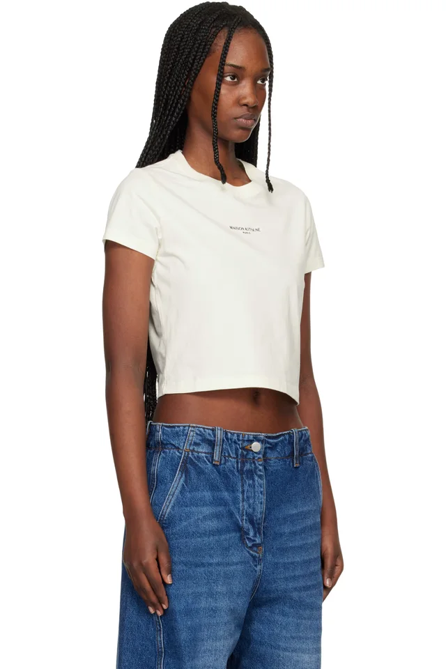 Beige 'Maison Kitsuné Paris' Baby T-shirt, photo 2 of 4 from SSENSE