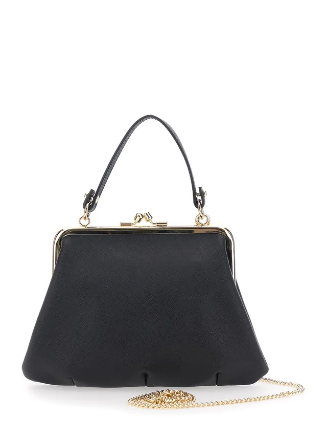 Vivienne westwood Handbag 'Granny Frame' with Orb Logo in Black Cotton Blend for Women in Black 65% POLYURETHANE 35% COTTON, photo 8 of 12 from Gaudenzi Boutique
