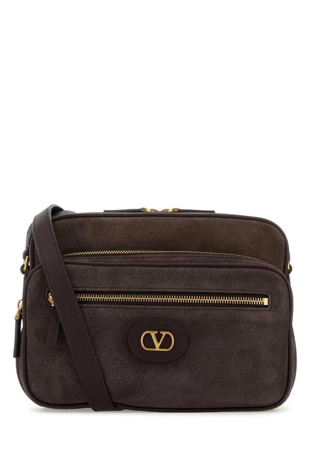 Valentino Garavani Case Crossbody Bag — Brown Cowhide - Bos Taurus in Brown Suede from HEWI