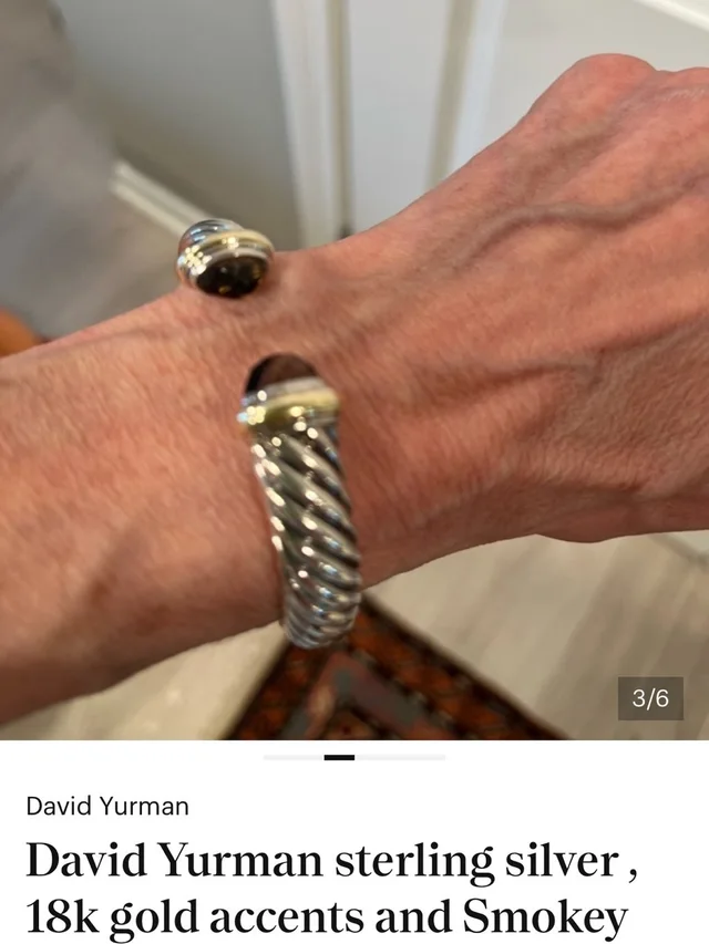David Yurman Sterling Silver & 18k Gold Cable Cuff Bracelet With Smoky Quartz in silver|gold|gray from Poshmark