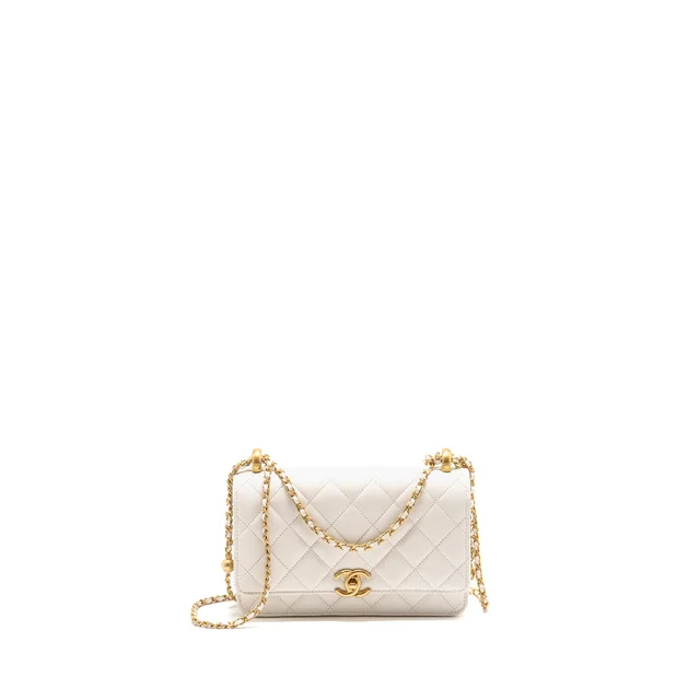 Chanel 24C Gold Crush Wallet On Chain Calfskin White GHW (Microchip) in White Calfskin from EMIER