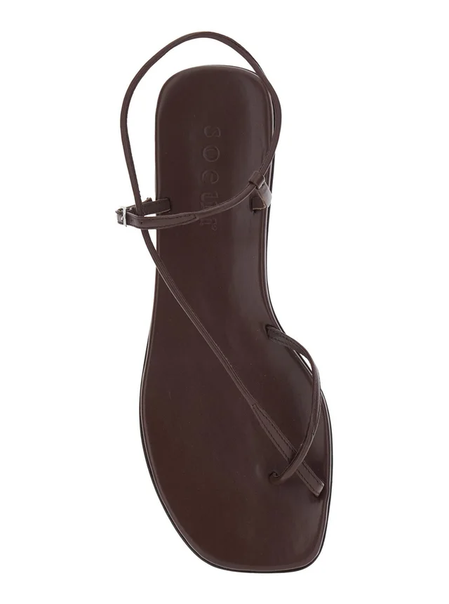 SOEUR Brown Leather Sandals with Logo Imprinted on Insole for Women in Brown 100% Cow, photo 8 of 8 from Gaudenzi Boutique