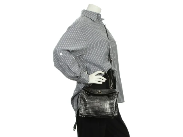 Balenciaga Mini Gunmetal Croc-Embossed Rodeo in Crocodile from Ann's Fabulous Finds, photo 9 of 9