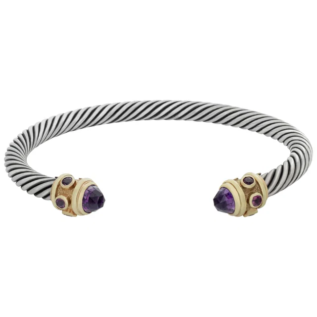 David Yurman Renaissance Cable cuff bangle in 14k & stering silver with amethyst in Purple Sterling Silver from Gray And Sons