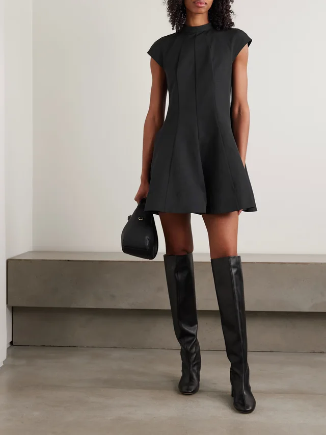 STAUD Ellie paneled cotton-blend faille mini dress in Black, photo 2 of 2 from NET-A-PORTER (Canada)