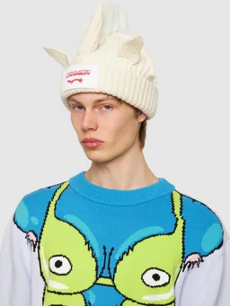 Charles Jeffrey LOVERBOY Beanie with pom-pom in 80% Lambswool, 20% Nylon, photo 3 of 4 from LUISAVIAROMA