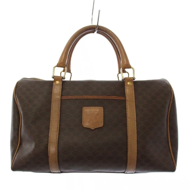 Celine Macadam Pattern Boston Bag Brown KH in Brown Leather from The Reluxe