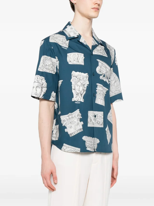 Versace cotton poplin shirt in Blue, photo 3 of 5 from FARFETCH